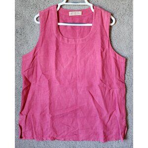 Vintage POTATO Clothing Tank Top Pink 100% Linen Harvested in the USA Leisure L